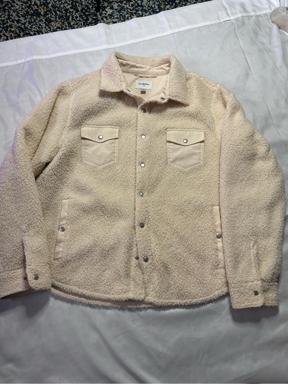Goodfellow & Co Cream Sherpa Shirt Jacket